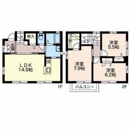 松本駅 バス9分  征矢野口下車：停歩6分 1-2階の物件間取画像